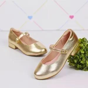 Imagem de Sapatilha Infantil Molekinha Slingback Salto Baixo Dourada