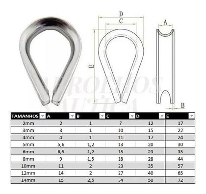 Imagem de Sapatilha leve em Aço Inox Anilha Cabo De Aço Corda Fio 14mm