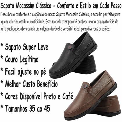 Imagem de Sapatilha Masculina Casual em Couro Legítimo - Confortável e Leve, Preto ou Café - Perfeita para Adultos!