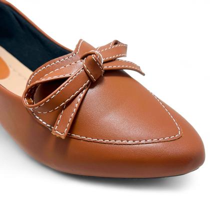 Imagem de Sapatilha Mocassim Feminino Bico Fino Laço com Pesponto