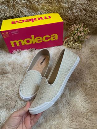 Imagem de Sapatilha Moleca Tecido Tramado Glam - Branco dourado