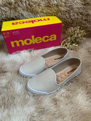 Imagem de Sapatilha Moleca Tecido Tramado Glam - Branco dourado