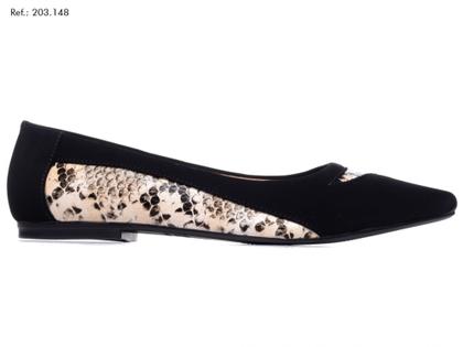 Imagem de Sapatilha Nobuk Preto com cobra bege-203148