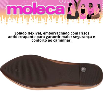 Imagem de Sapatilha Nude Moleca Bico Fino Social Preta Casual Macia Confortável 5635-866