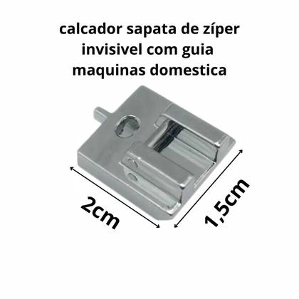 Imagem de sapatilha sapata calcador domestico ferro pregar zíper invisível com guia maquina domestica 