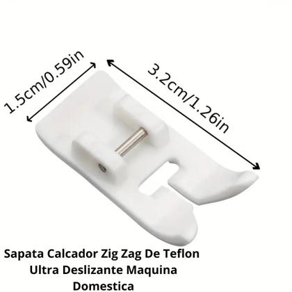 Imagem de sapatilha Sapata Calcador Zig Zag De Teflon Ultra Deslizante para maquinas costura domestica