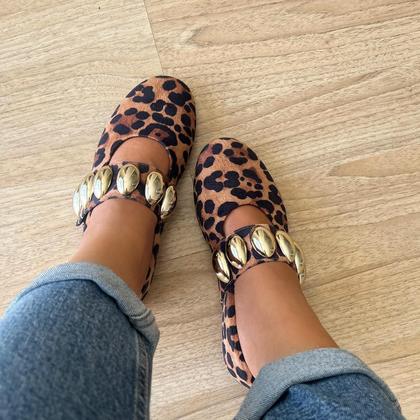 Imagem de Sapatilha Tira Metais Ivy Animal Print Onça