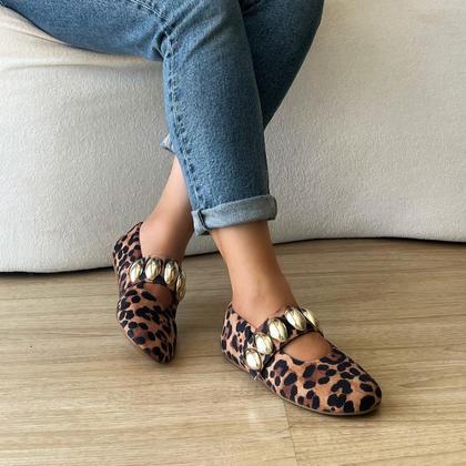 Imagem de Sapatilha Tira Metais Ivy Animal Print Onça