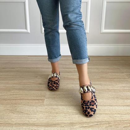 Imagem de Sapatilha Tira Metais Ivy Animal Print Onça