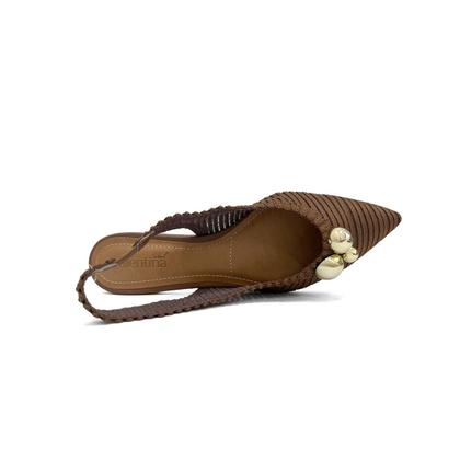 Imagem de Sapatilha Valentina Slingback Bico Fino Feminina 373314 Nogueira