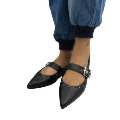 Imagem de Sapatilha Via Uno 116494 Sapato Casual Bico Fino Fivela Feminino