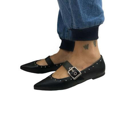 Imagem de Sapatilha Via Uno 116494 Sapato Casual Bico Fino Fivela Feminino