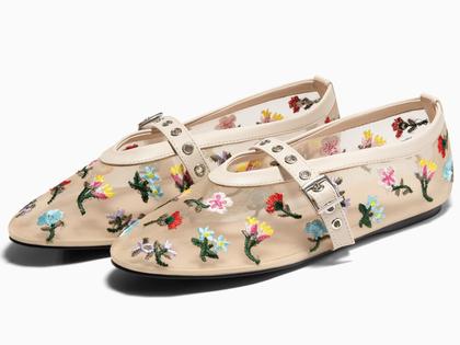 Imagem de Sapatilhas de balé Coutgo femininas de malha Mary Jane Buckle cáqui