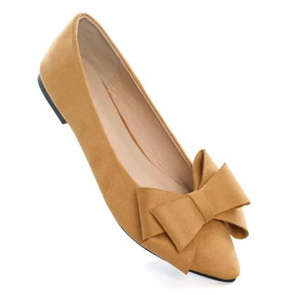 Imagem de Sapatilhas de balé SAILING LU Bow-Knot, camurça cáqui, tamanho 9,5