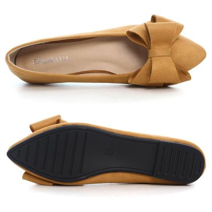 Imagem de Sapatilhas de balé SAILING LU Bow-Knot, camurça cáqui, tamanho 9,5