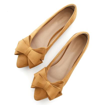 Imagem de Sapatilhas de balé SAILING LU Bow-Knot, camurça cáqui, tamanho 9,5