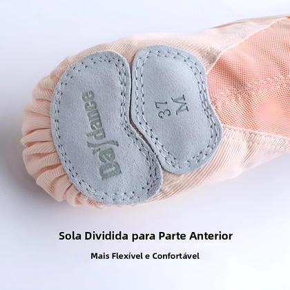 Imagem de Sapatilhas De Dança Ballet Para Mulheres E Meninas Com Sola Dividida Em Tecido De Malha Stretch