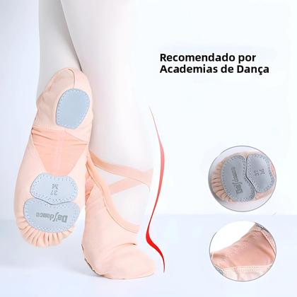 Imagem de Sapatilhas De Dança Ballet Para Mulheres E Meninas Com Sola Dividida Em Tecido De Malha Stretch