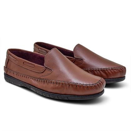 Imagem de Sapatilhas masculinas estilo casual em couro GR 401 marrom-conhaque