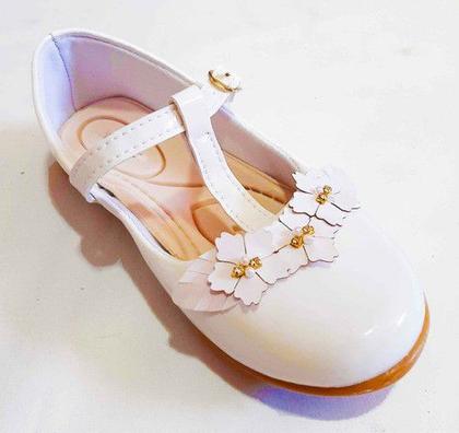 Imagem de Sapatinho Batizado Infantil Menina Sapatilha Branco Verniz