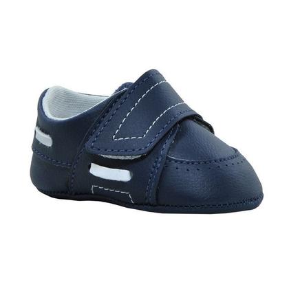 Imagem de Sapatinho de Bebê Bicho de Pé - Dockside Masculino com Fecho - Sintético - Azul Marinho e Branco