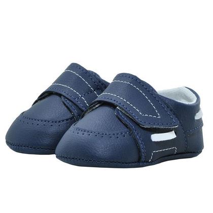 Imagem de Sapatinho de Bebê Bicho de Pé - Dockside Masculino com Fecho - Sintético - Azul Marinho e Branco
