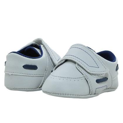 Imagem de Sapatinho de Bebê Bicho de Pé - Dockside Masculino com Fecho - Sintético - Cinza Claro e Azul Marinho