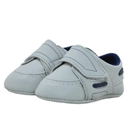 Imagem de Sapatinho de Bebê Bicho de Pé - Dockside Masculino com Fecho - Sintético - Cinza Claro e Azul Marinho