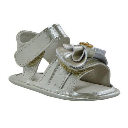 Imagem de Sapatinho de Bebê Bicho de Pé - Sandália Feminina com Laço e Fecho - Sintético - Ouro Light
