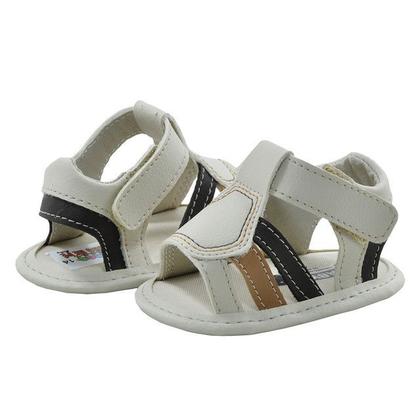 Imagem de Sapatinho de Bebê Bicho de Pé - Sandália Masculina com Fecho - Sintético - Bege com Bege Tam e Chocolate