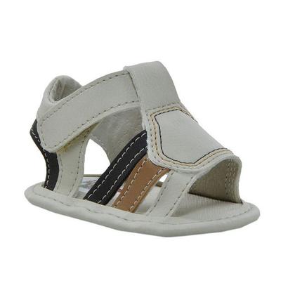 Imagem de Sapatinho de Bebê Bicho de Pé - Sandália Masculina com Fecho - Sintético - Bege com Bege Tam e Chocolate