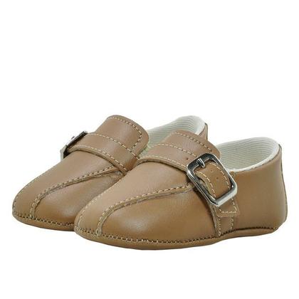 Imagem de Sapatinho de Bebê Bicho de Pé - Sapato Social Masculino com Fivela  - Sintético - Caramelo