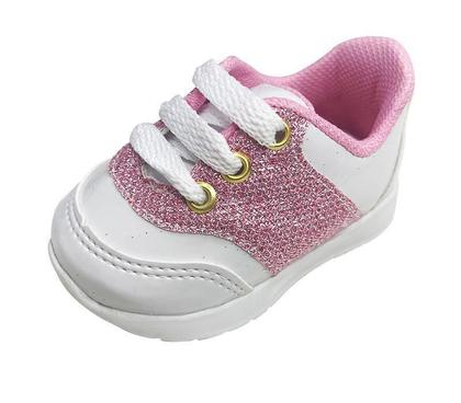 Imagem de Sapatinho de Bebê Calçado Infantil Tênis Para Bebê Rosa e Branco Menina
