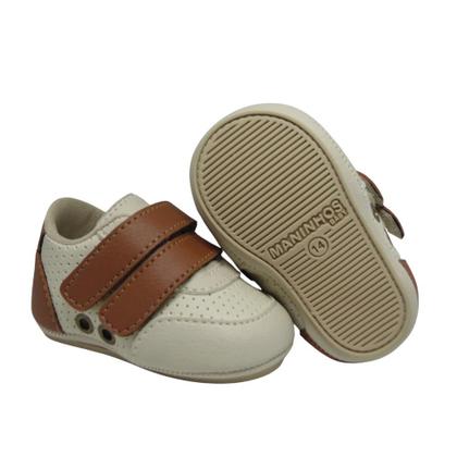 Imagem de Sapatinhos Bebe Tenis Fecho Fácil Infantil Masculino Luxo Batizado Menino Manozinhos Baby Ref.0008