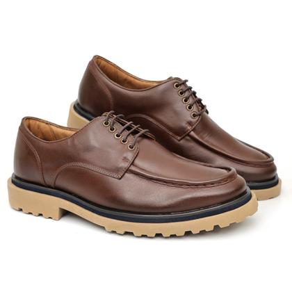 Imagem de Sapato Casual Masculino Derby Oxford Tratorado Couro de Luxo
