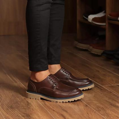 Imagem de Sapato Casual Masculino Derby Oxford Tratorado Couro de Luxo