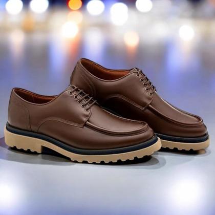 Imagem de Sapato Casual Masculino Derby Oxford Tratorado Couro de Luxo