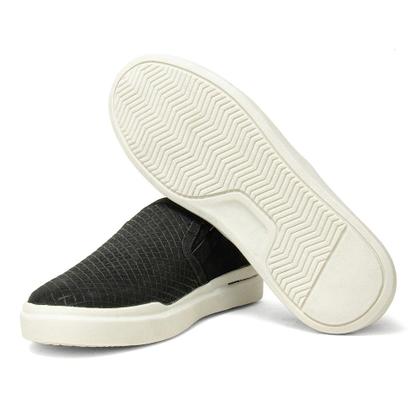 Imagem de Sapato Casual Slip On Couro Mocassim Tressê Masculino Conforto Preto