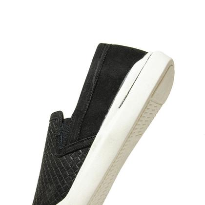 Imagem de Sapato Casual Slip On Couro Mocassim Tressê Masculino Conforto Preto