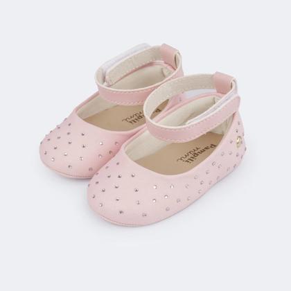 Imagem de Sapato de Bebê Menina Nina Strass Rosa - Vem Com Mimo Pampili