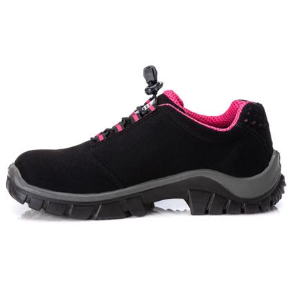 Imagem de Sapato de Segurança em Microfibra Preto e Rosa Estival EN10021S2 CA 44592