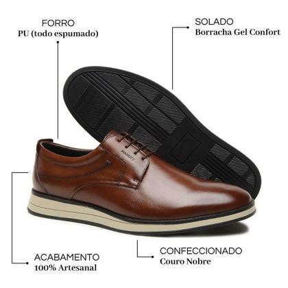 Imagem de Sapato Derby Casual Couro Masculino Cadarço Solado Elegante