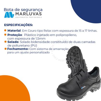 Imagem de Sapato Epi Cadarço Marluvas 95s29 Bico Pvc Serviço Geral Ca