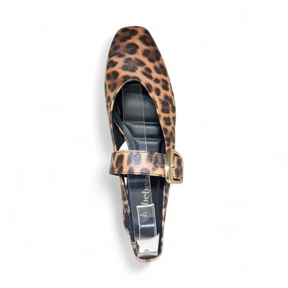 Imagem de Sapato feminino bebecê slingback rasteiro print onça