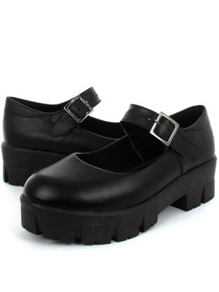 Imagem de Sapato Feminino Mary Jane Tratorado com Fivela Superior Moda Inverno Tendência Grunge Chucky Ref:177