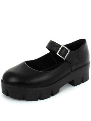 Imagem de Sapato Feminino Mary Jane Tratorado com Fivela Superior Moda Inverno Tendência Grunge Chucky Ref:177