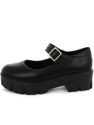 Imagem de Sapato Feminino Mary Jane Tratorado com Fivela Superior Moda Inverno Tendência Grunge Chucky Ref:177