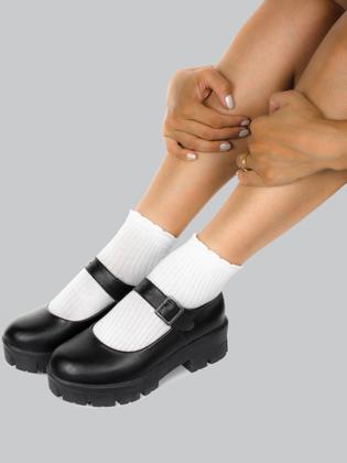 Imagem de Sapato Feminino Mary Jane Tratorado com Fivela Superior Moda Inverno Tendência Grunge Chucky Ref:177