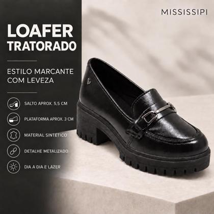 Imagem de Sapato Feminino Mocassim Mississipi Loafer Tratorado Verniz Original Moda Salto Baixo Q8551
