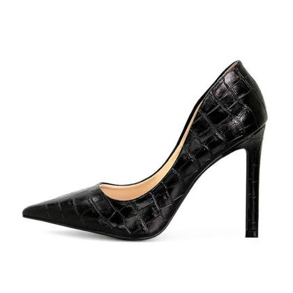 Imagem de Sapato feminino scarpin salto alto fino croco